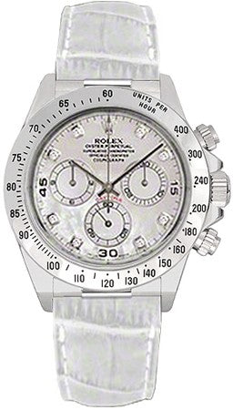 Rolex Cosmograph Daytona White Leather Strap Men's Watch 116519