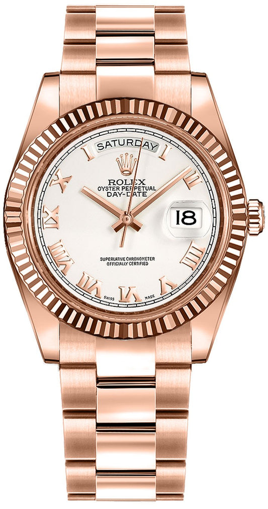 Rolex Day-Date 36 White Roman Numeral Gold Watch 118235-0052