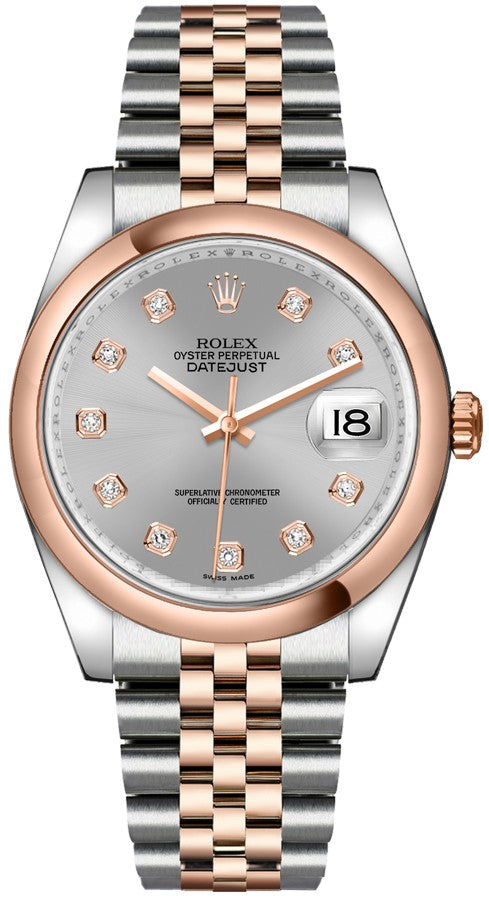 Rolex Datejust 36 Silver Diamond Jubilee Bracelet Watch 116201-0063