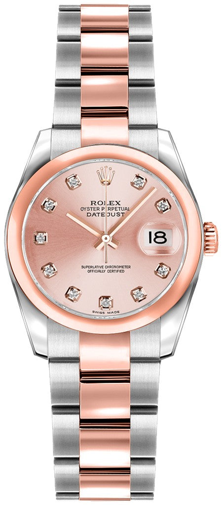 Rolex Lady-Datejust 26 Pink Diamond Rose Gold & Steel Women's Watch 179161