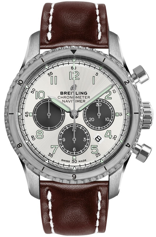 Breitling Navitimer Aviator 8 Silver Dial Men's Watch AB01171A1G1X1