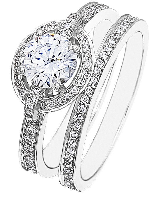 Diamond Wedding Ring Set, .34 Carat Diamonds on 14K White Gold