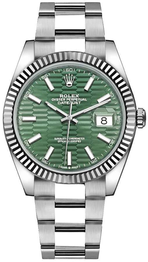 Rolex Datejust 41 Mint Green Fluted-motif Dial Men's Watch 126334-0029