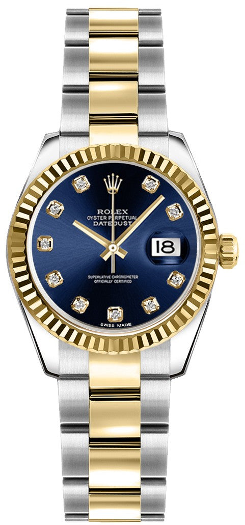 Rolex Lady-Datejust 26 Blue Diamond Dial Watch 179173