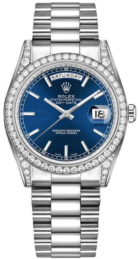 Rolex Day-Date 36 Blue Dial Solid White Gold Watch 118389-0108