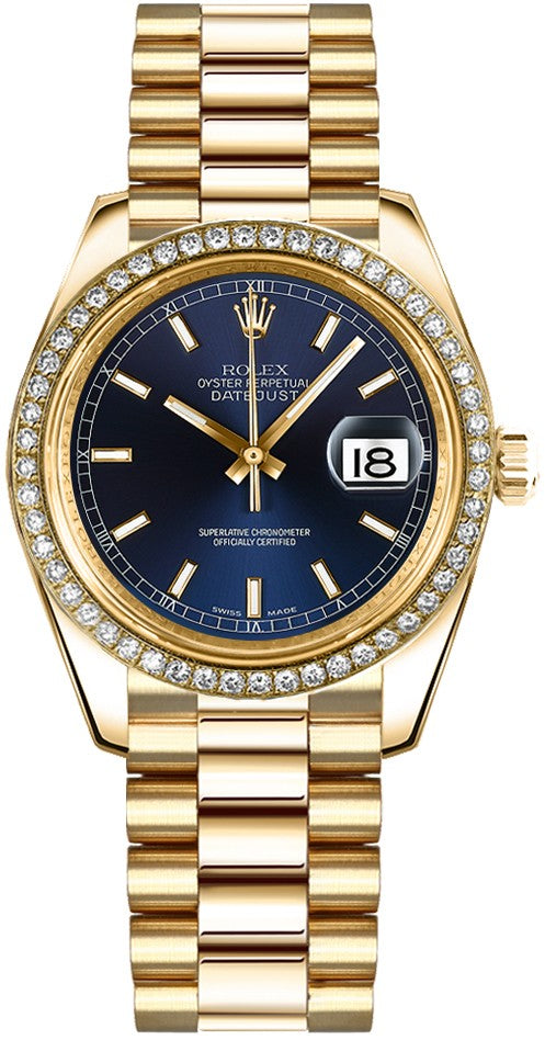 Rolex Datejust 31 Blue Dial Gold Diamond Watch 178288