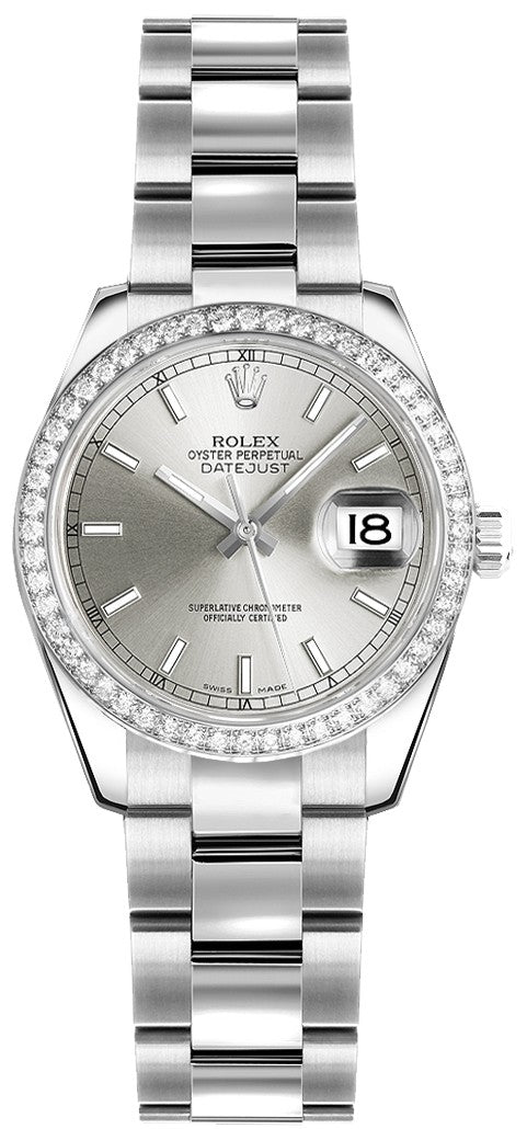 Rolex Lady-Datejust 26 Silver Dial Oyster Bracelet Watch 179384