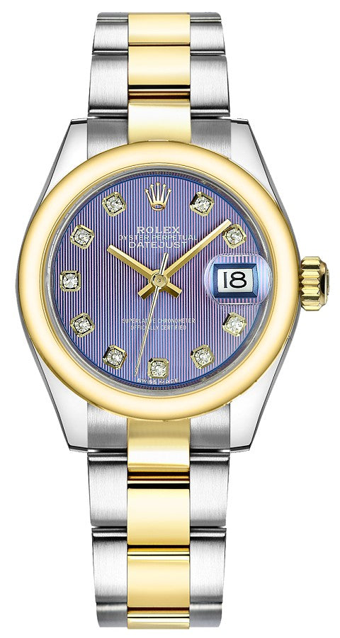 Rolex Lady-Datejust 28 Lavender Purple Diamond Dial Watch 279163