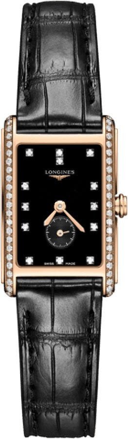 Longines DolceVita Black Dial 18k Rose Gold Diamond Women's Watch L5.255.9.57.0