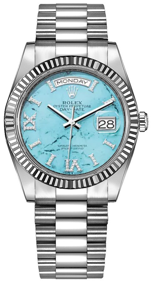 Rolex Day-Date 36 President Bracelet Fluted Bezel Unisex Watch 128236-0011