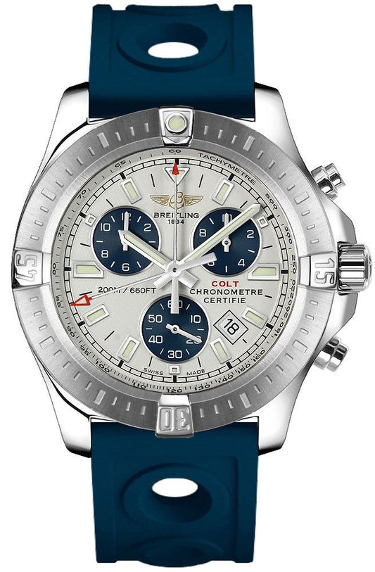 Breitling Colt Chronograph Steel on Blue Rubber Strap Men's Watch A7338811/G790-228S