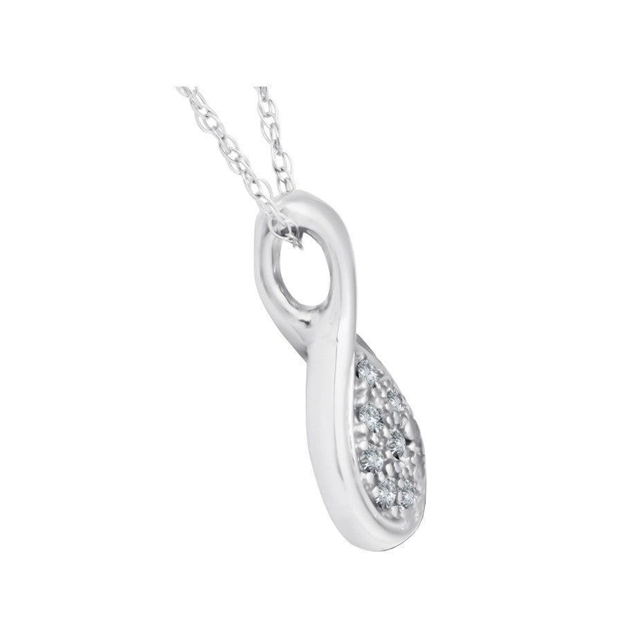 Tear Drop Diamond Pendant, 0.03 Carat on Solid 10k White Gold