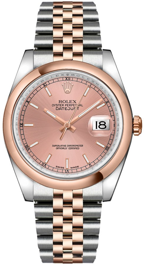 Rolex Datejust 36 Pink Dial Jubilee Bracelet Women's Watch 116201-0097