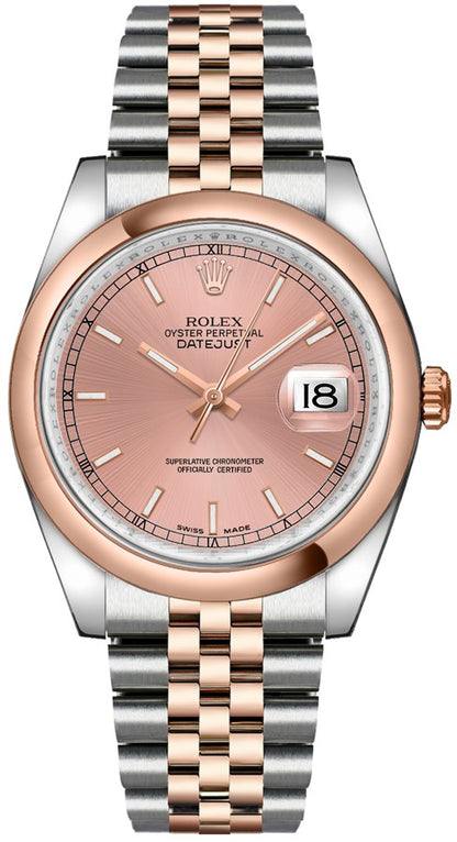 Rolex Datejust 36 Pink Dial Jubilee Bracelet Women's Watch 116201-0097