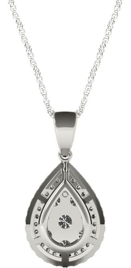 Diamond Oval Pendant, 1.08 Carat on Solid 18k White Gold P20248W