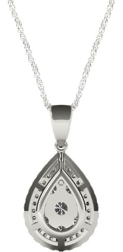 Diamond Oval Pendant, 1.08 Carat on Solid 18k White Gold P20248W