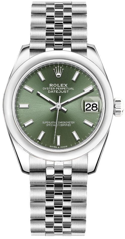 Rolex Datejust 31 Green Dial Jubilee Bracelet Women's Watch 278240-0012