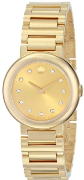 Movado Concerto Gold Diamond Dial Women's Watch 0606791