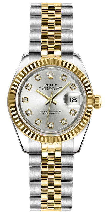 Rolex Lady-Datejust 26 Grey Diamond Dial Luxury Women's Watch 179173