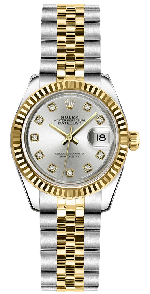 Rolex Lady-Datejust 26 Grey Diamond Dial Luxury Women's Watch 179173