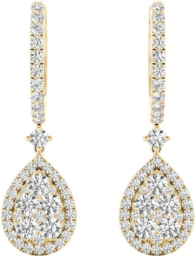 Diamond Earrings, 1.45 Carat Diamonds on 18k Yellow Gold E20240Y