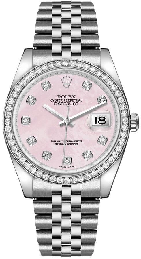 Rolex Datejust 36 Pink Diamond Jubilee Bracelet Women's Watch 116244-0013