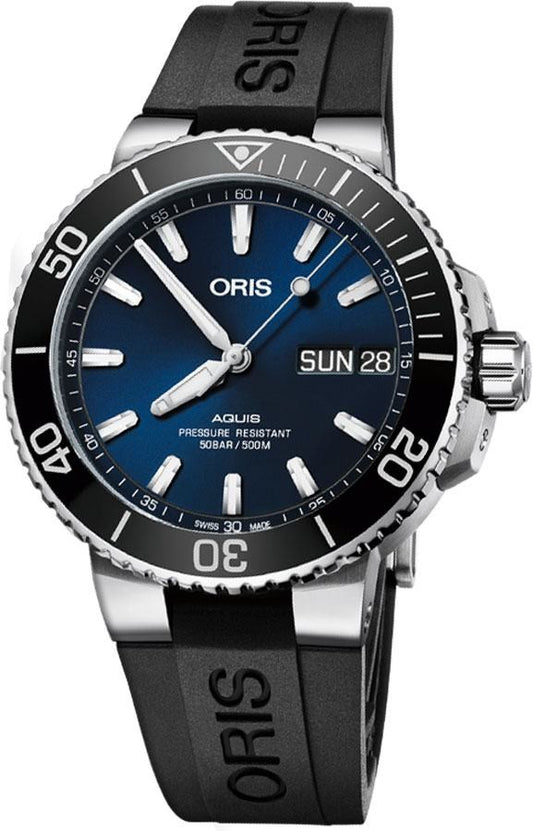 Oris Aquis Big Day Date Blue Dial Men's Watch 75277334135RS-BLACK