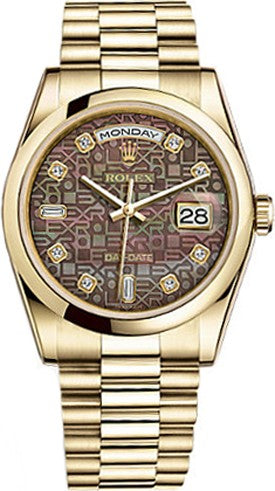 Rolex Day-Date 36 Diamond Gold Watch 118208-0084