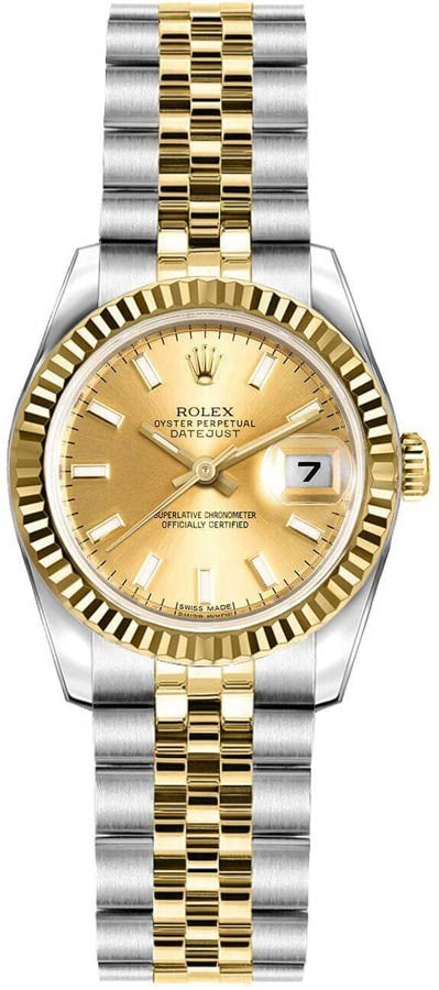 Rolex Lady-Datejust 26 Champagne Dial Jubilee Bracelet Women's Watch 179173