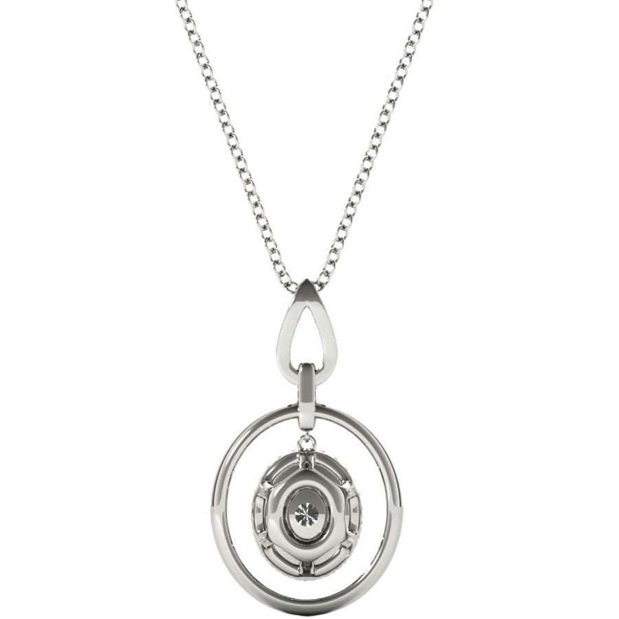 Diamond Pendant, 1.04 Carat on Solid 18k White Gold Women's Necklace P21956W