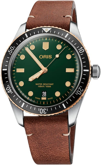 Oris Divers Sixty-Five Green Dial Men's Watch 73377074357LS