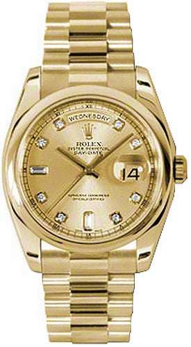 Rolex Day-Date 36 Solid Gold Diamond Watch 118208-0080