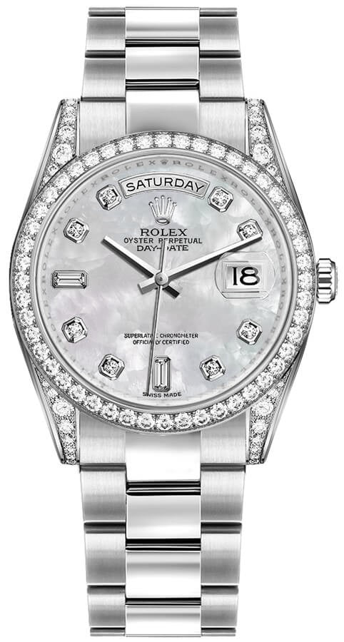 Rolex Day-Date 36 Mother of Pearl Diamond Gold Watch 118389-0069