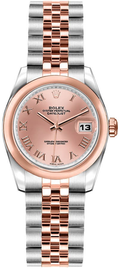 Rolex Lady-Datejust 26 Pink Roman Dial Rose Gold & Steel Women's Watch 179161