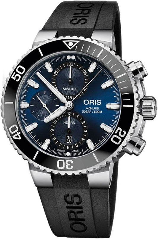 Oris Aquis Chronograph Blue Dial Men's Watch 77477434155RS