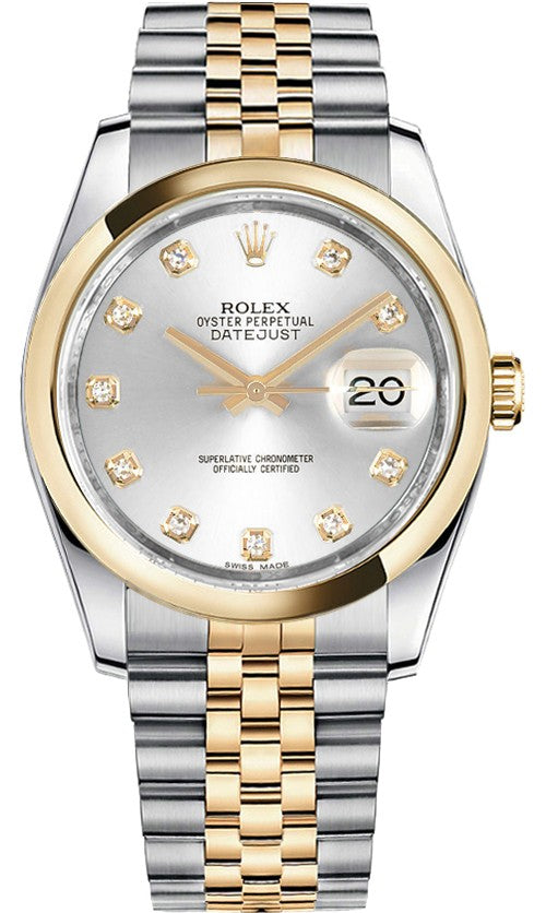 Rolex Datejust 36 Silver Diamond Watch 116203-0176