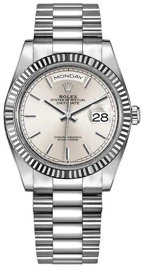 Rolex Day-Date 36 Silver Index Dial Unisex Watch 128236-0001