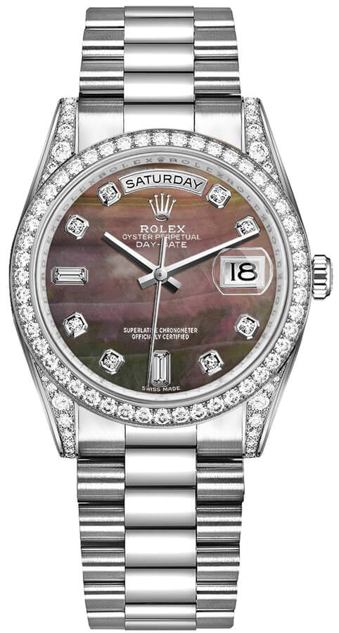 Rolex Day-Date 36 Solid 18K White Gold Diamond Watch 118389-0010