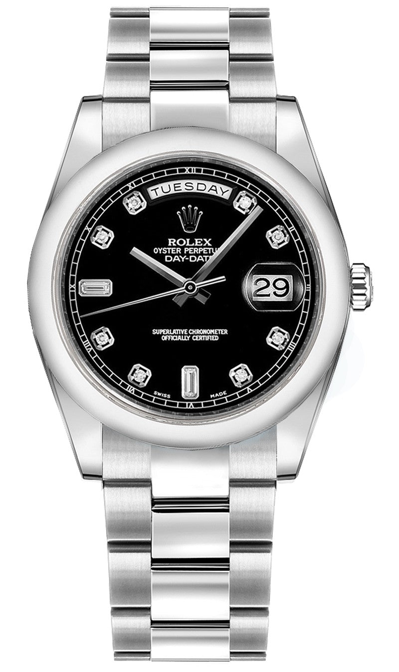 Rolex Day-Date 36 Black Dial White Gold Watch 118209