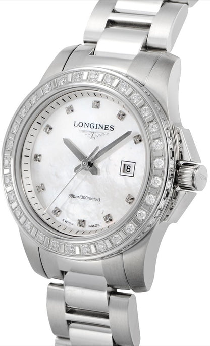 Longines Conquest White Pearl & Diamonds Women's Watch L3.258.0.88.6