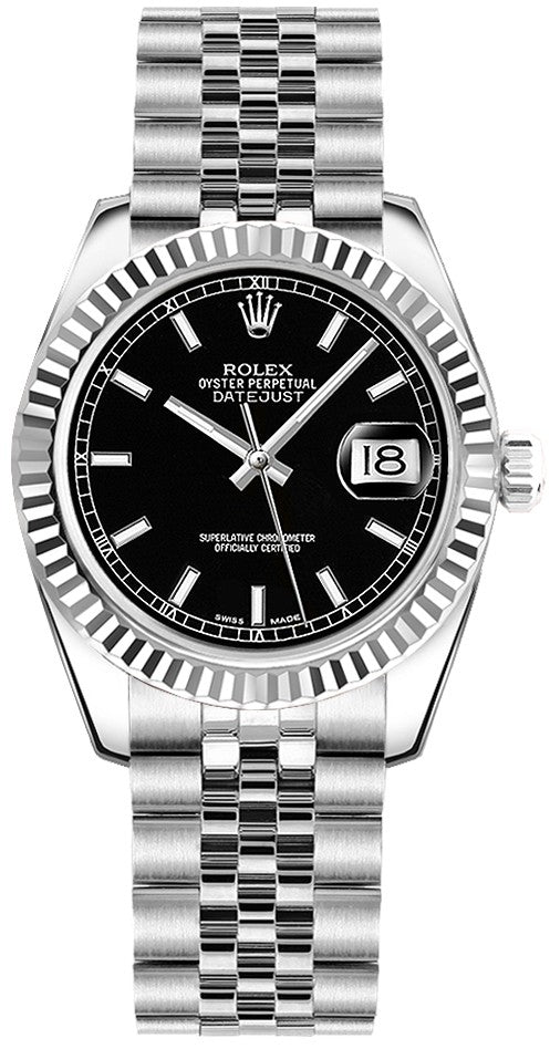 Rolex Datejust 31 Black Dial Jubilee Bracelet Watch 178274-0004