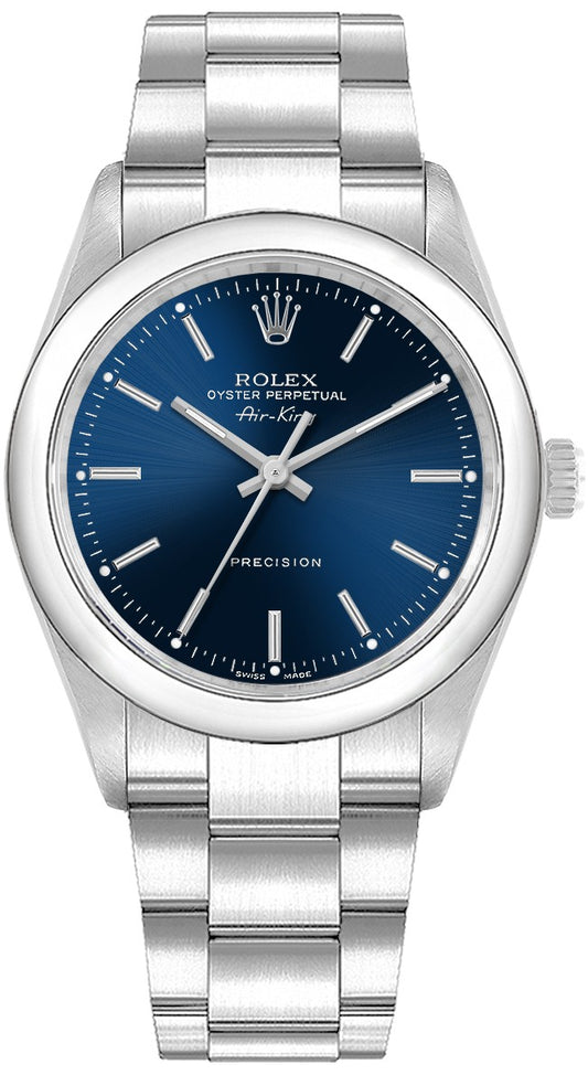 Rolex Air King 34mm Blue Dial Midsize Watch 14000