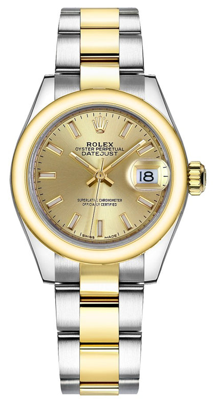 Rolex Lady-Datejust 28 Champagne Index Dial Women's Watch 279163