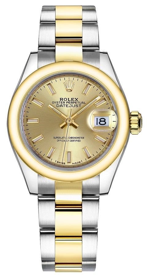Rolex Lady-Datejust 28 Champagne Index Dial Women's Watch 279163