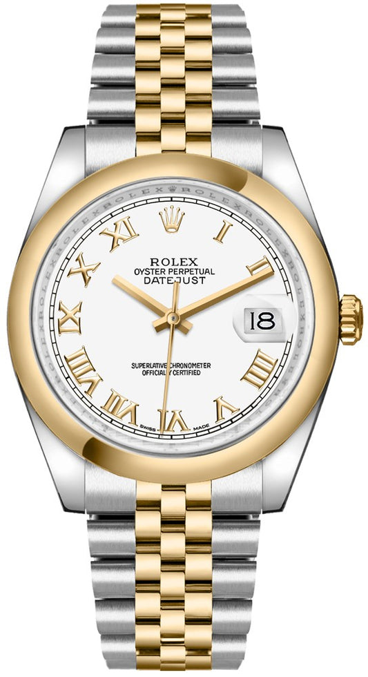 Rolex Datejust 36 White Roman Numeral Watch 116203-0144