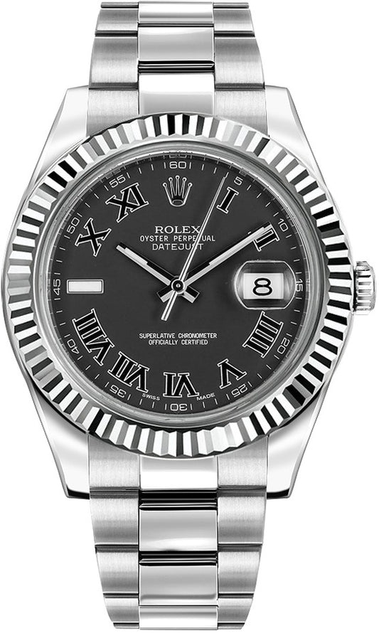 Rolex Datejust II 41 Fluted Bezel Oystersteel Men's Watch 116334-0002