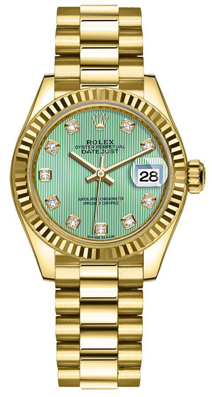 Rolex Lady-Datejust 28 Mint Green Diamond Dial Women's Watch 279178-0027