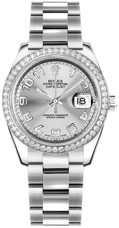 Rolex Datejust 31 Silver Diamond Bezel Watch 178384