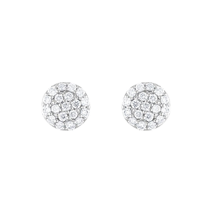 Diamond Cluster Earrings, 0.45 Carat on Solid 18k White Gold