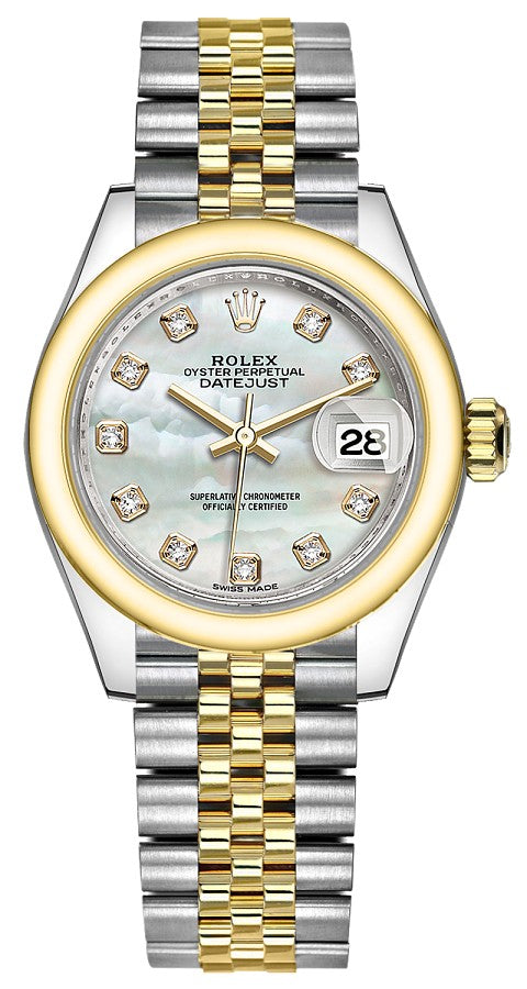 Rolex Lady-Datejust 28 Mother of Pearl Diamond Jubilee Bracelet Watch 279163